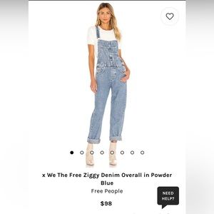 Free people we the free Ziggy overalls powder blue